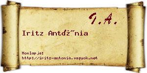 Iritz Antónia névjegykártya